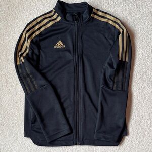 Kids Adidas Black Track Jacket with Gold Stripes